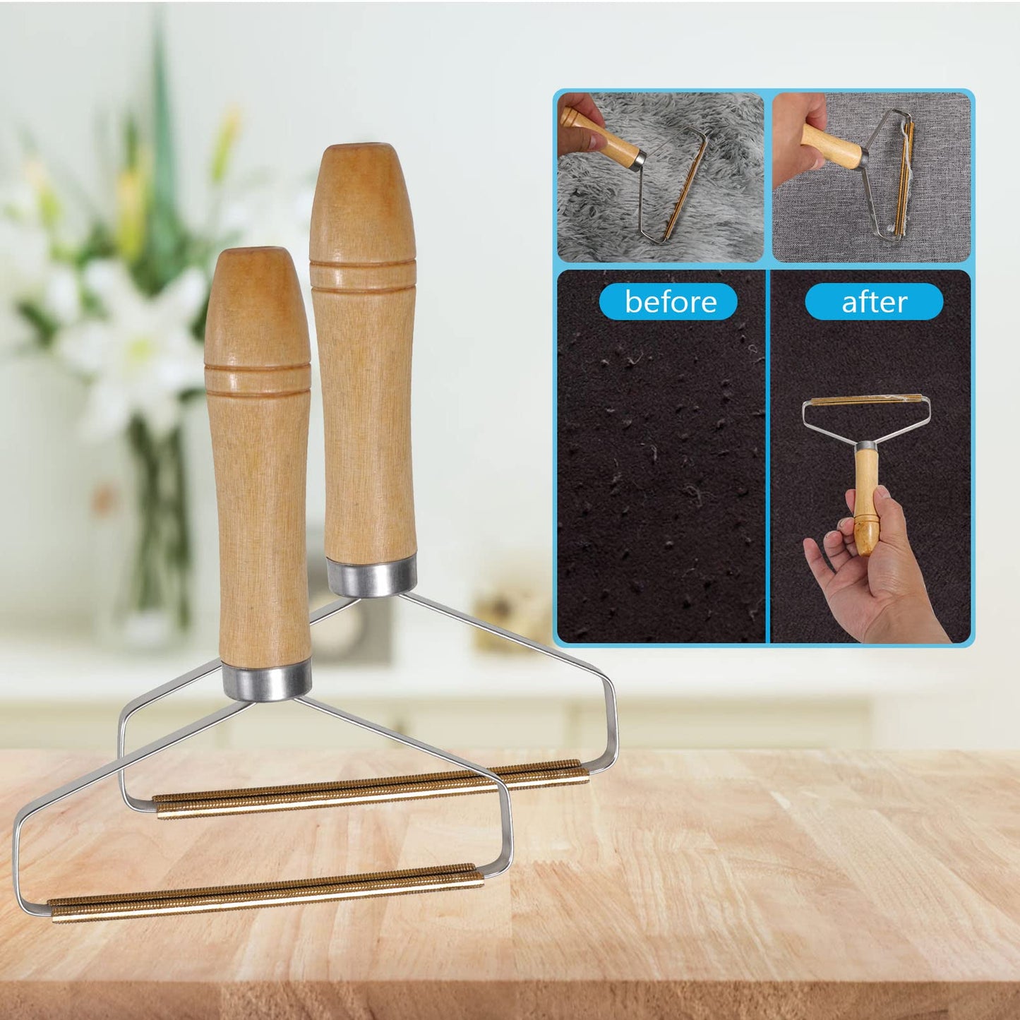 0JJ Portable Lint Remover, Clothes Fuzz Shaver - Reusable Double Sided Lint Remover Travel Brush for Removing Lint Pet Hair Dust in Clothes