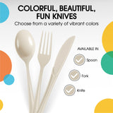 Party Solids Ivory Plastic Knives 100 Pieces Ivory Knives Disposable Utensils Heavy Duty Plastic Cutlery Set Disposable Cutlery Sets Flatware Sets