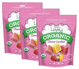 Lovely Candy Co. Organic Chewy Candies 5oz Bag (3-pack) | Natural Strawberry, Lemon & Cherry Flavors | Vegan, Gluten Free, Non-GMO, No Artificial