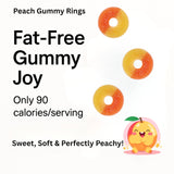 Peach Gummy Rings ? Gluten-Free, Fat-Free, Soft & Chewy Texture ? Fun Gourmet Snack ? 12oz Resealable Pouch