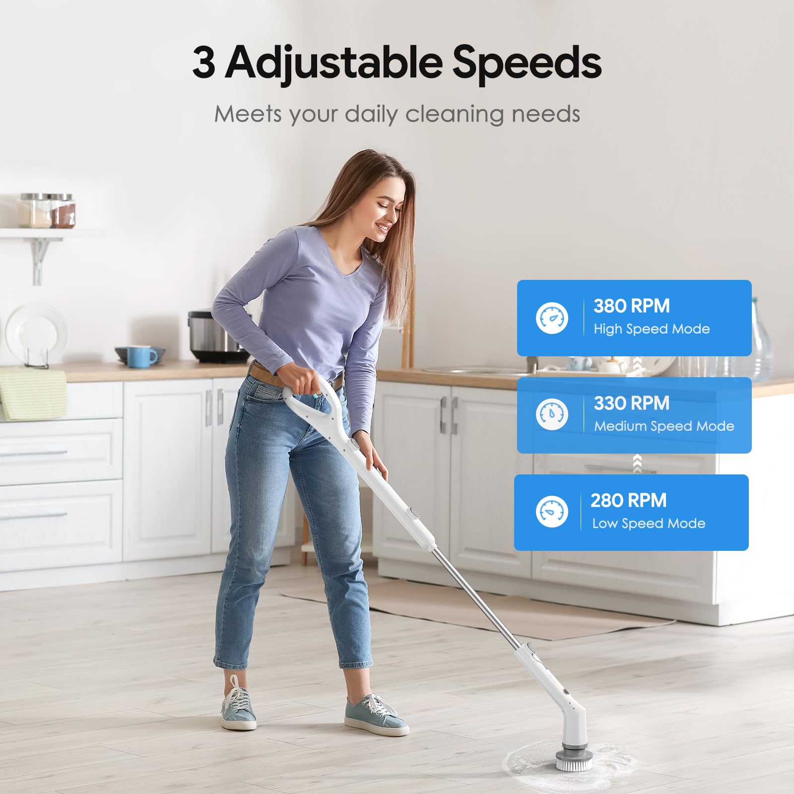 Sorpci Electric Spin Scrubber, 2026 New Cordless Cleaning Brush, Shower Cleaning Brush with 7 Replaceable Brush Heads, Power Scrubber 3 Adjustable
