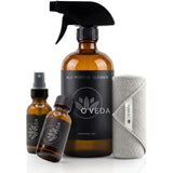 O'VEDA Starter Kit - Multi-Purpose Cleaning Bundle with 1 Concentrate & 1 Spritzer Refill Bottle (30ml each), 16oz Spray Bottle & Cleaning Cloth