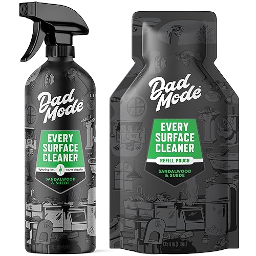 DadMode Everyday Surface Cleaner, Value Pack, 16oz Bottle + 13.5oz Refill, Cleans Home, Kitchen, Garage, Plant-Based Formula, Sandalwood & Suede