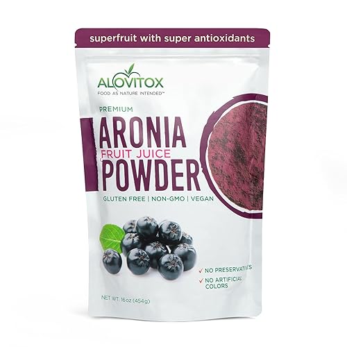 Alovitox Aronia Berry Powder | Antioxidant-Dense Juice Superfood with Dietary Fiber, Vitamins, Calcium, Iron, Boosts Immune System & Reduces Blood