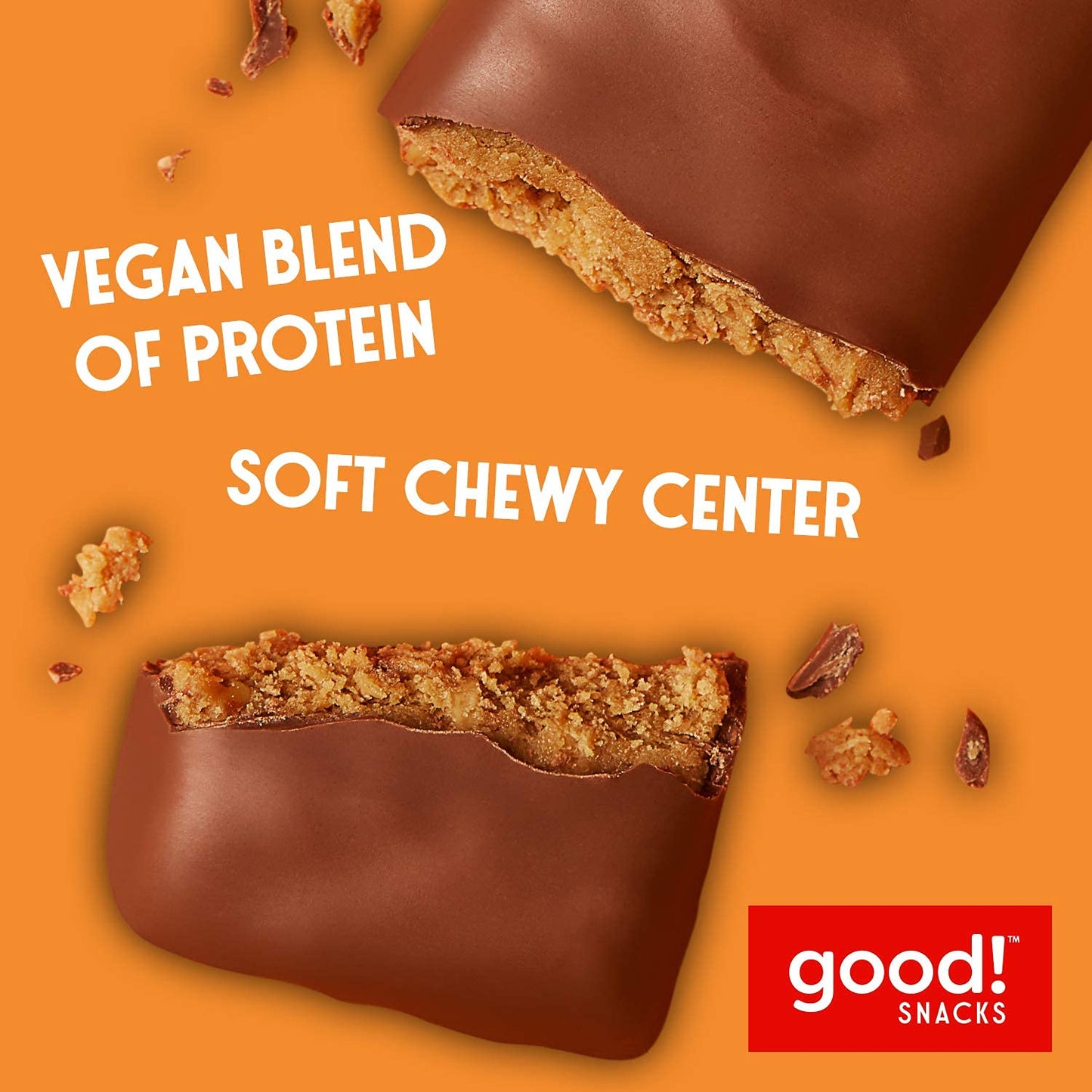 good! Snacks Chocolate Peanut Butter Vegan Protein Bar, Soy & Gluten Free, Plant Based, Low Sugar, 15g Clean Protein, Natural Healthy Snack, Kosher