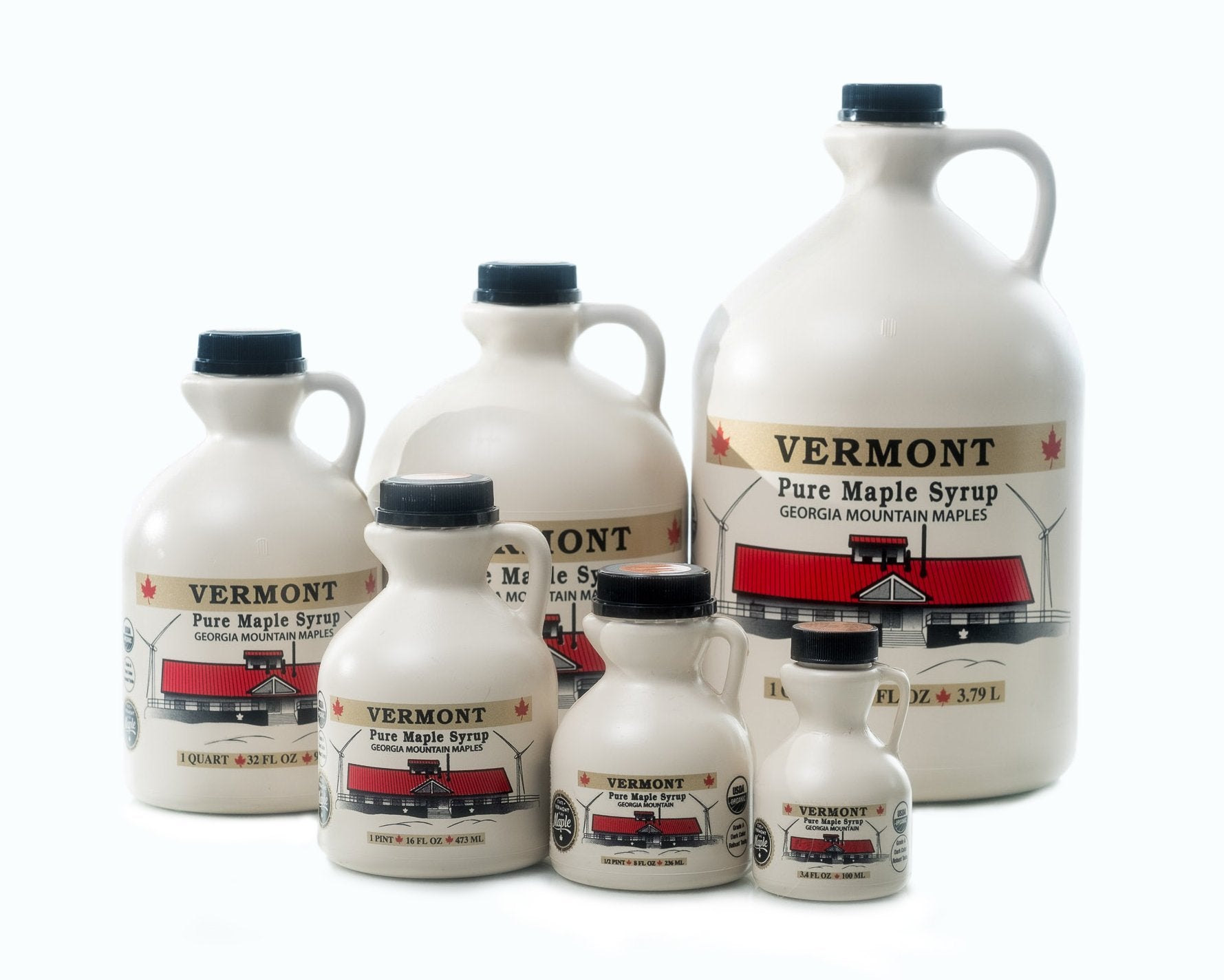 Georgia Mountain Maples of Vermont, Organic Maple Syrup, Dark Color Robust Taste, 64 Ounce