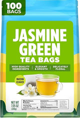 Gya Tea Co Jasmine Green Tea Bags (100 Bags) - Caffeinated Green Tea With Jasmine, Delicate, Floral & Sweet Aroma & Taste, Enjoy Hot Or Iced
