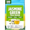 Gya Tea Co Jasmine Green Tea Bags (100 Bags) - Caffeinated Green Tea With Jasmine, Delicate, Floral & Sweet Aroma & Taste, Enjoy Hot Or Iced