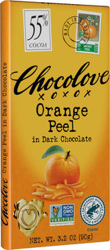 Chocolove, Orange Peel in Dark Chocolate, 3.2 oz