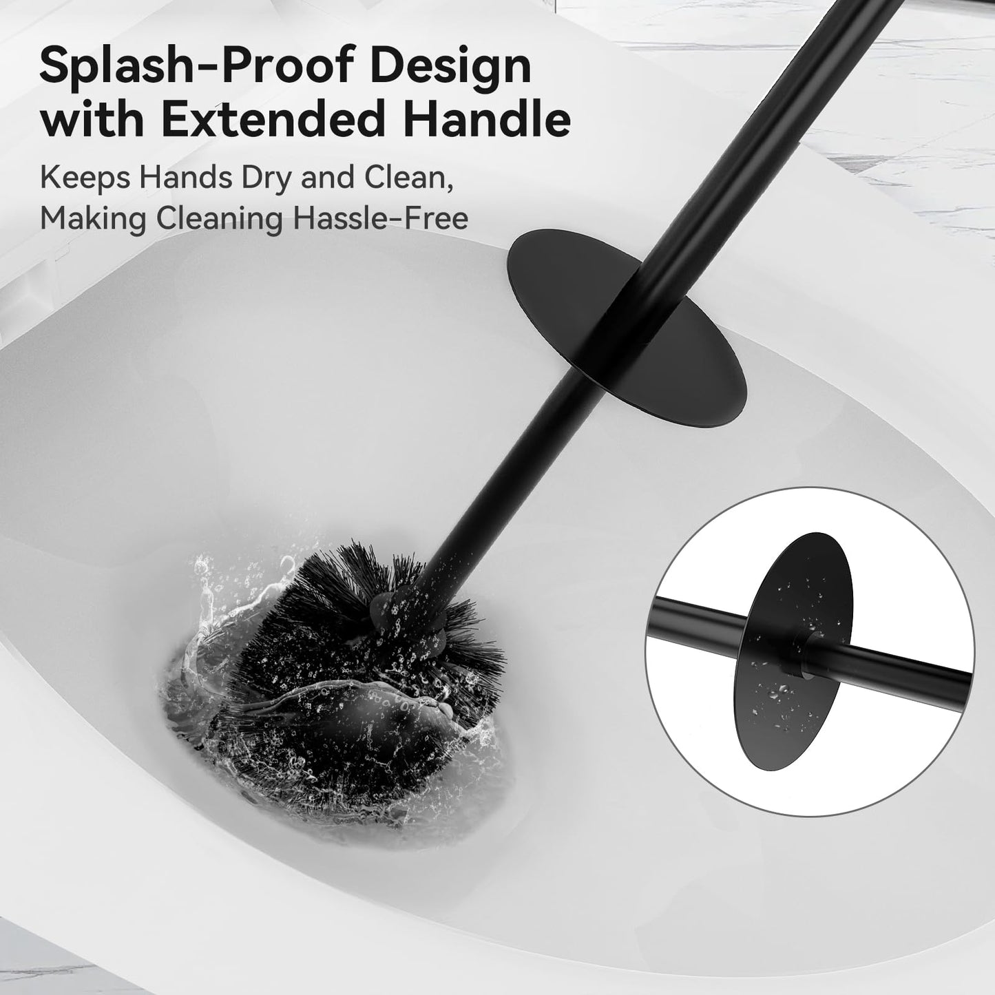 DOWRY Toilet Bowl Brush and Holder for Bathroom, Deep Cleaning Toilet Brush and Holder Set with Long Handle, Hidden Toilet Bowl Brush with Replaceable