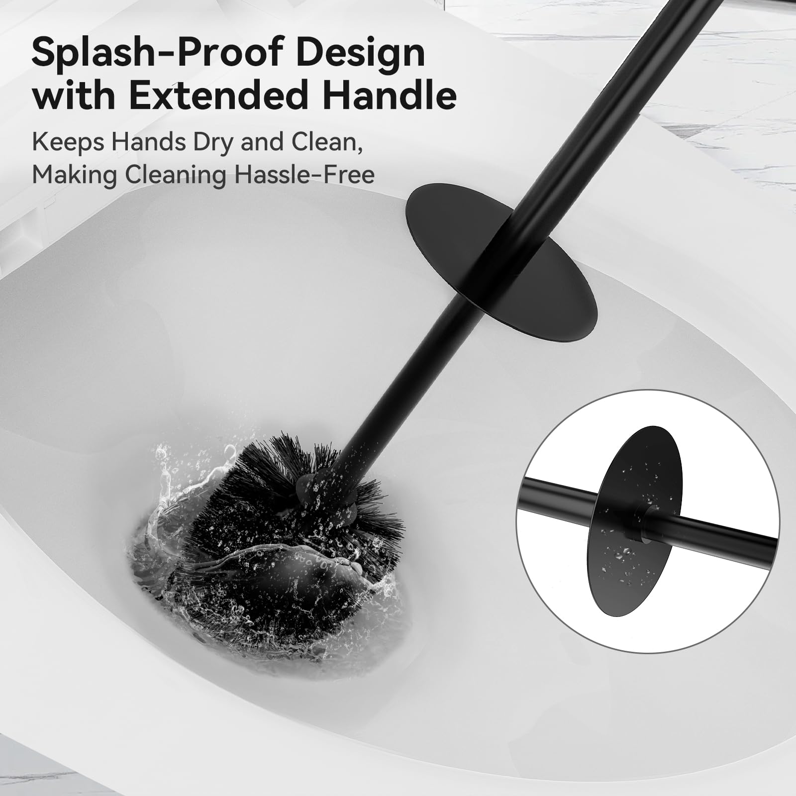 DOWRY Toilet Bowl Brush and Holder for Bathroom, Deep Cleaning Toilet Brush and Holder Set with Long Handle, Hidden Toilet Bowl Brush with Replaceable