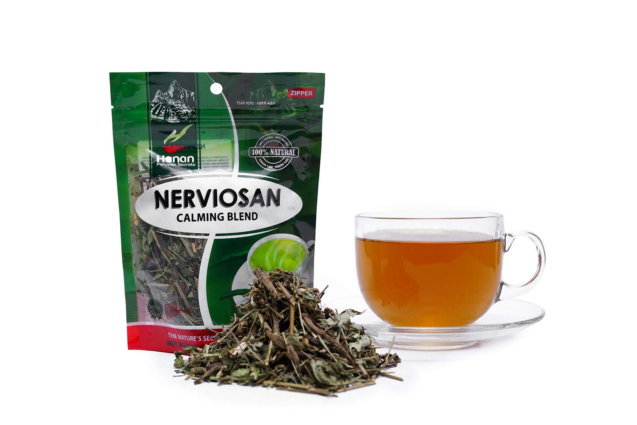 Hanan Peruvian Secrets Nerviosan Herbal Tea | 100% Natural Calming Blend | 1.76oz / 50g | Naturally Aids in Relieving Occasional Stress and Tension |