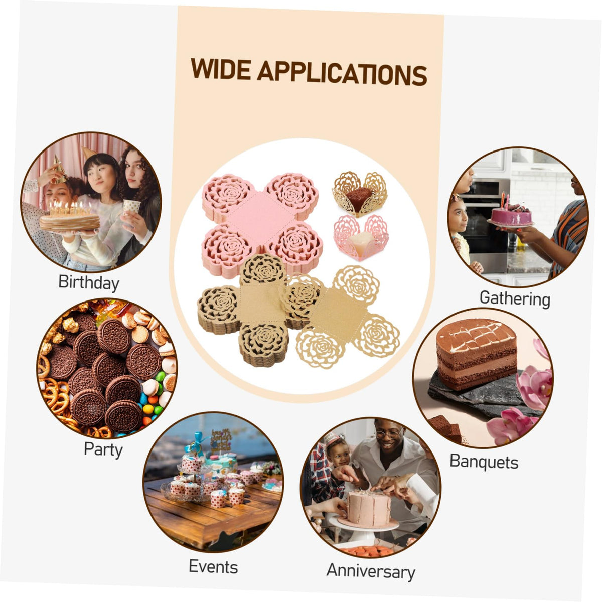 LALADEFIEE 100pcs Truffle Wrappers Elegant Shaped Chocolate Liners for Weddings Parties for Candy Boxes Mini Lightweight Compact Design