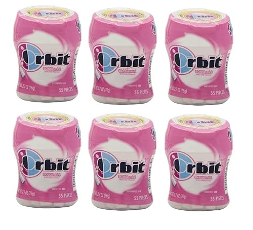 Wrigley's Orbit Bubblemint Artificial Flavored Sugar Free Gum CAR CUP - 6 X 55 Piece Bottles (330 Pieces Total)