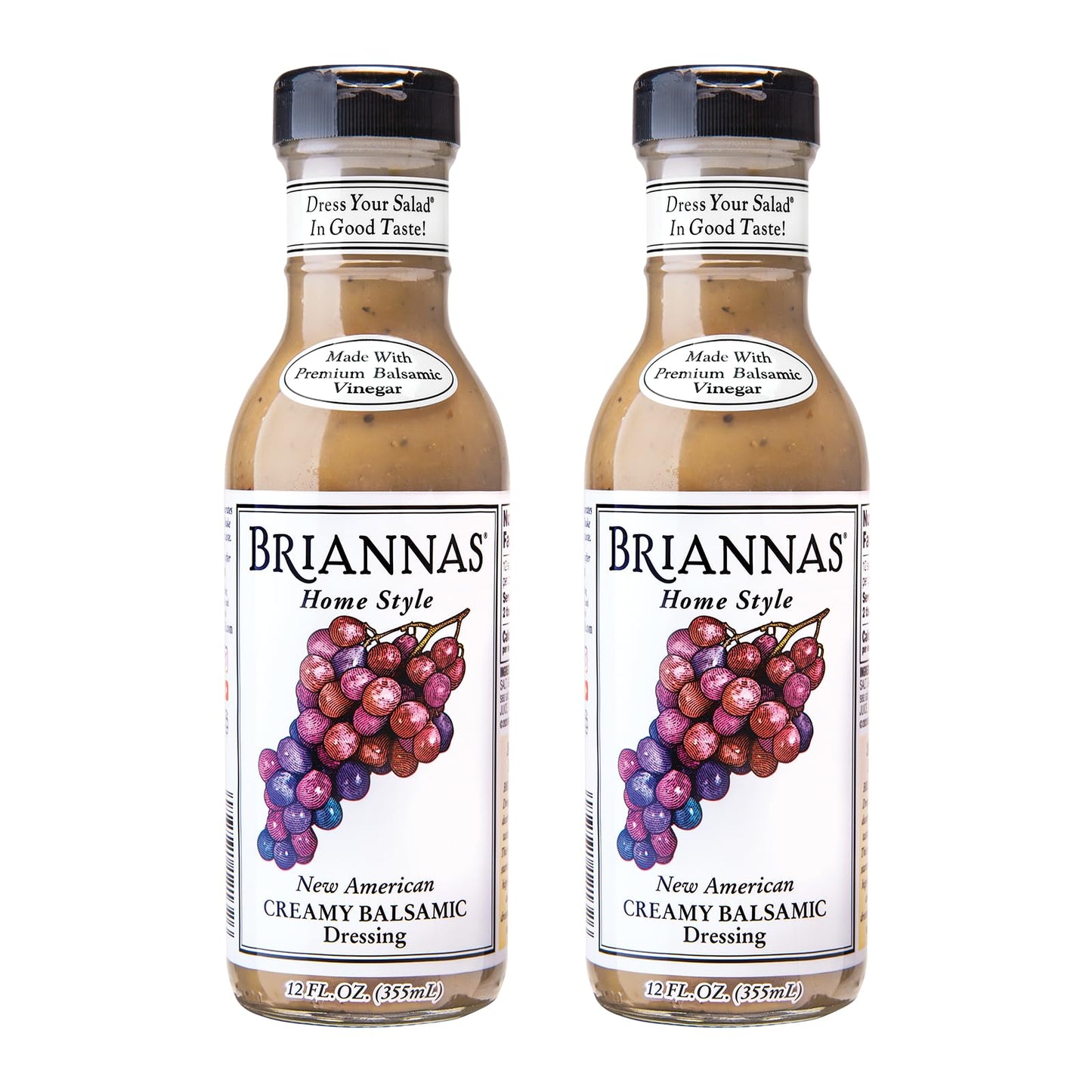 BRIANNAS - Home Style New American Creamy Balsamic Dressing - Fine Salad Dressing made with Premium Ingredients - Gluten Free Dressing - 12 oz