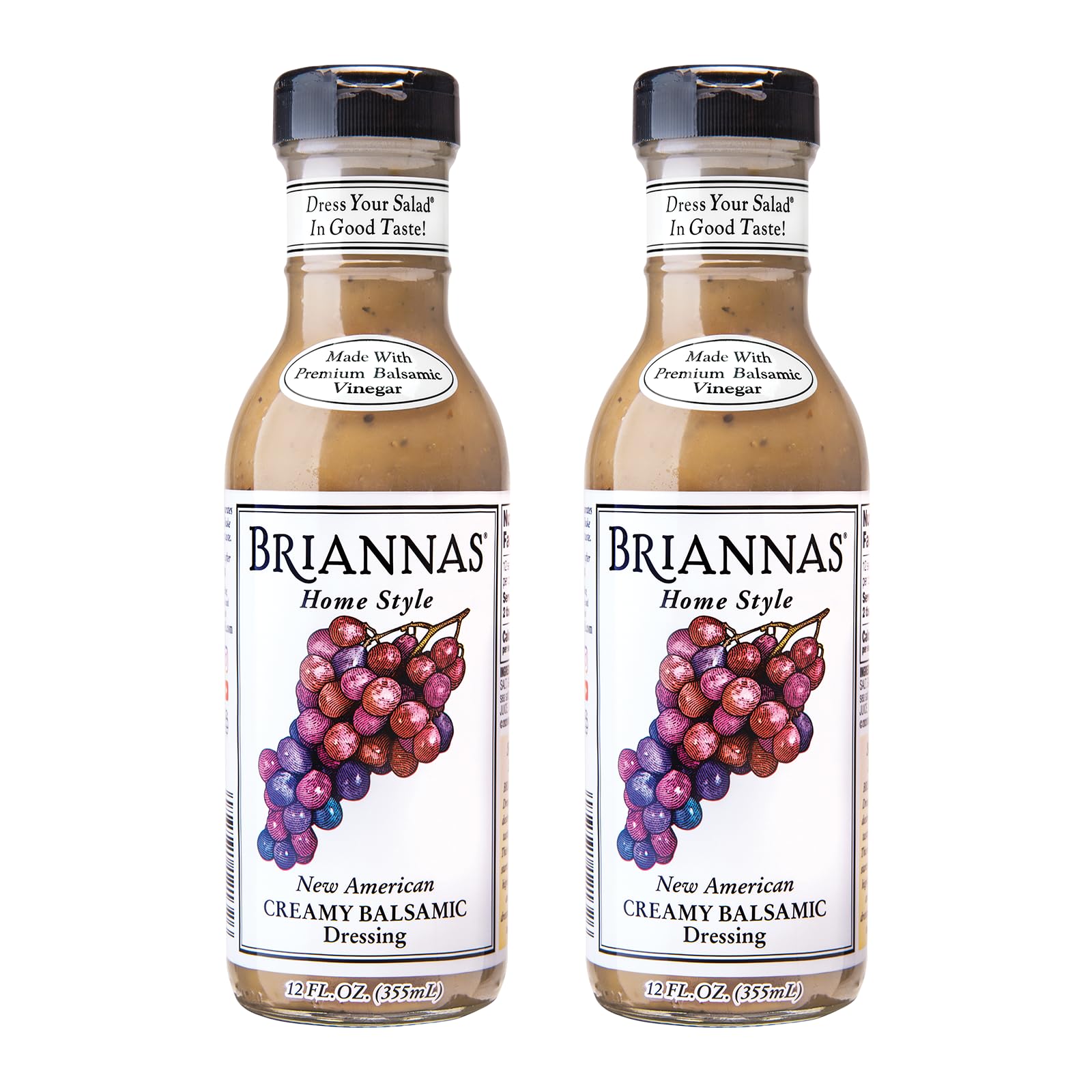 BRIANNAS - Home Style New American Creamy Balsamic Dressing - Fine Salad Dressing made with Premium Ingredients - Gluten Free Dressing - 12 oz