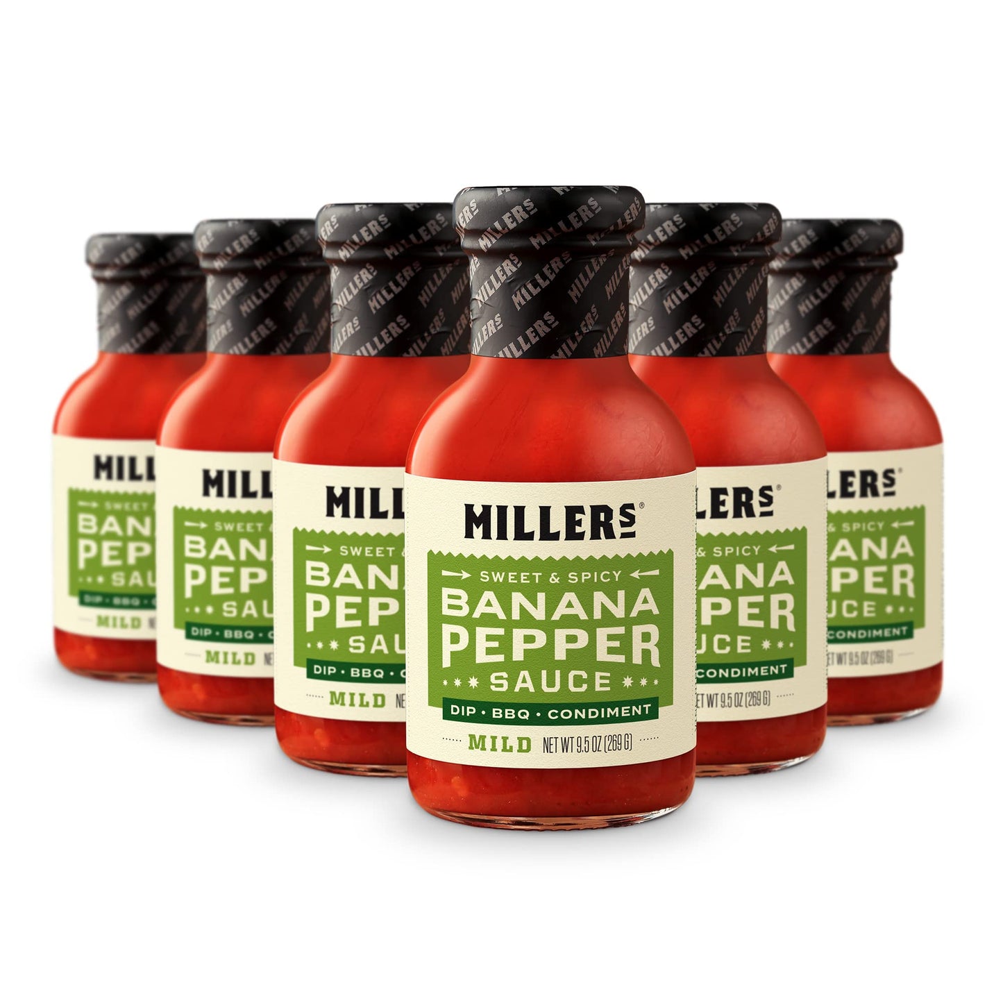Miller's Banana Pepper Sauce - Red Banana Pepper Mild Hot Sauce, Sweet Spicy Banana Pepper Sauce - Best Use for Chicken Wing, Burgers, Sandwich