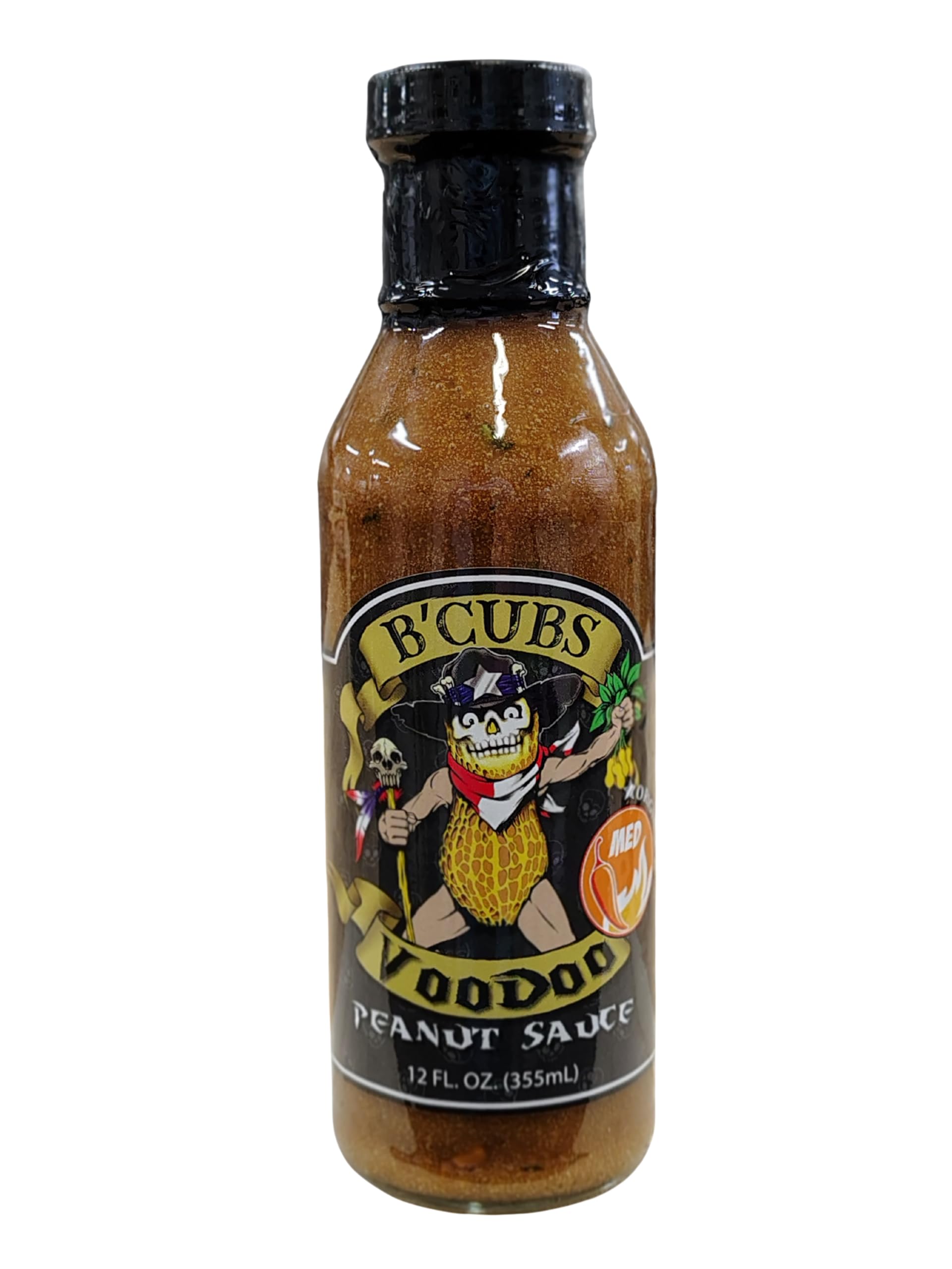 B’Cubs® Voodoo Peanut Sauce MEDIUM, Premium Thai-Inspired Sauce with a Texas Twist, Thick Peanut Sauce for Wings, Meats, Noodles, Meals, Drizzling