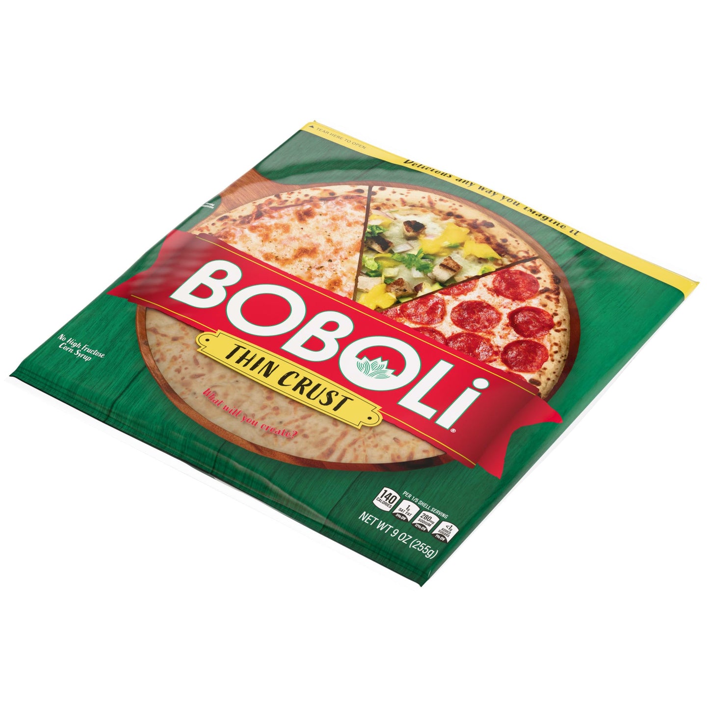 Boboli 12" Original Thin Pizza Crust, Ready-made, Thin and Crispy Plain Cooked Pizza Dough, 9 oz Bag