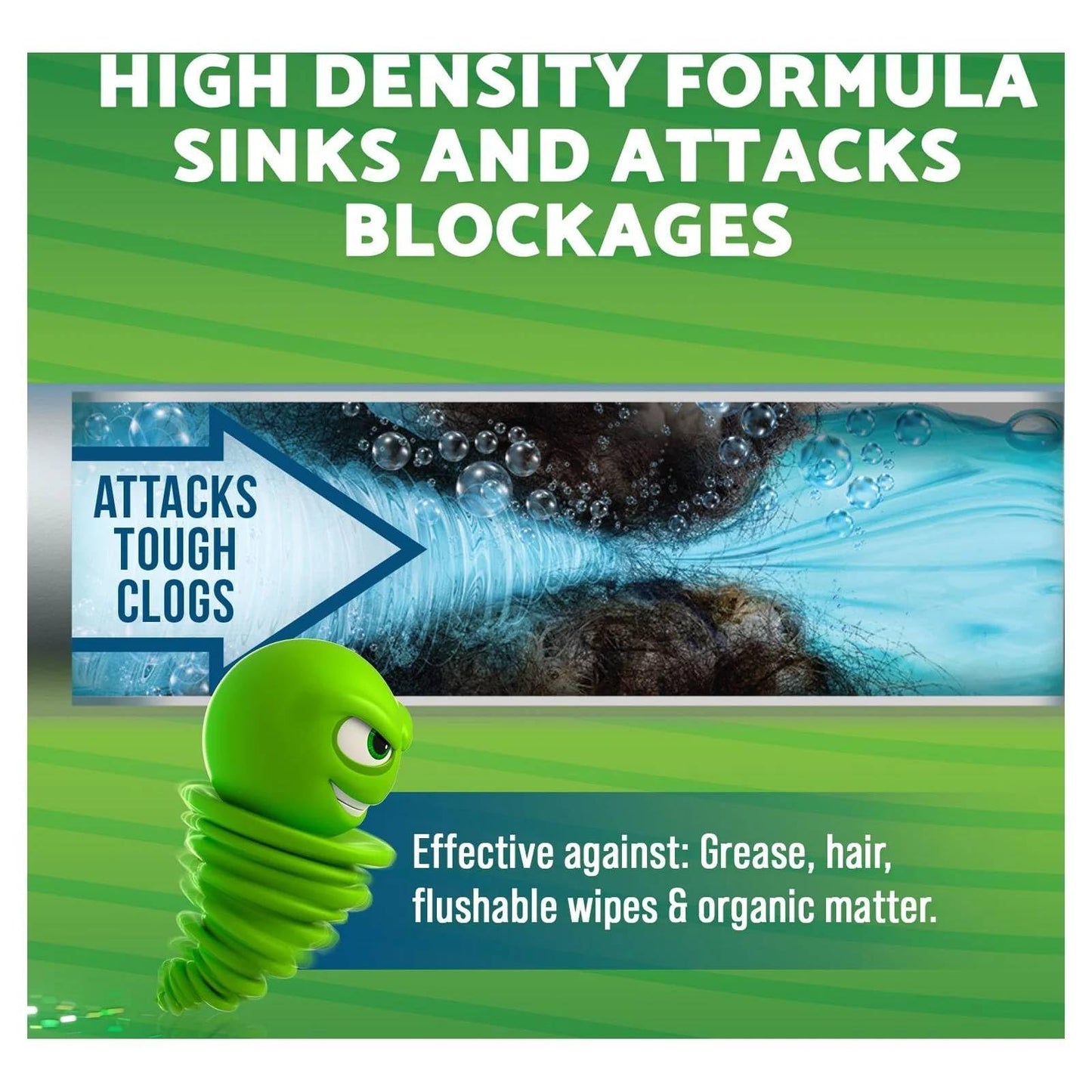 Green Gobbler Ultimate Main Drain Opener | Drain cleaner Hair Clog Remover | Works On Main Lines, Sinks, Tubs, Toilets, Showers, Kitchen Sinks | 64