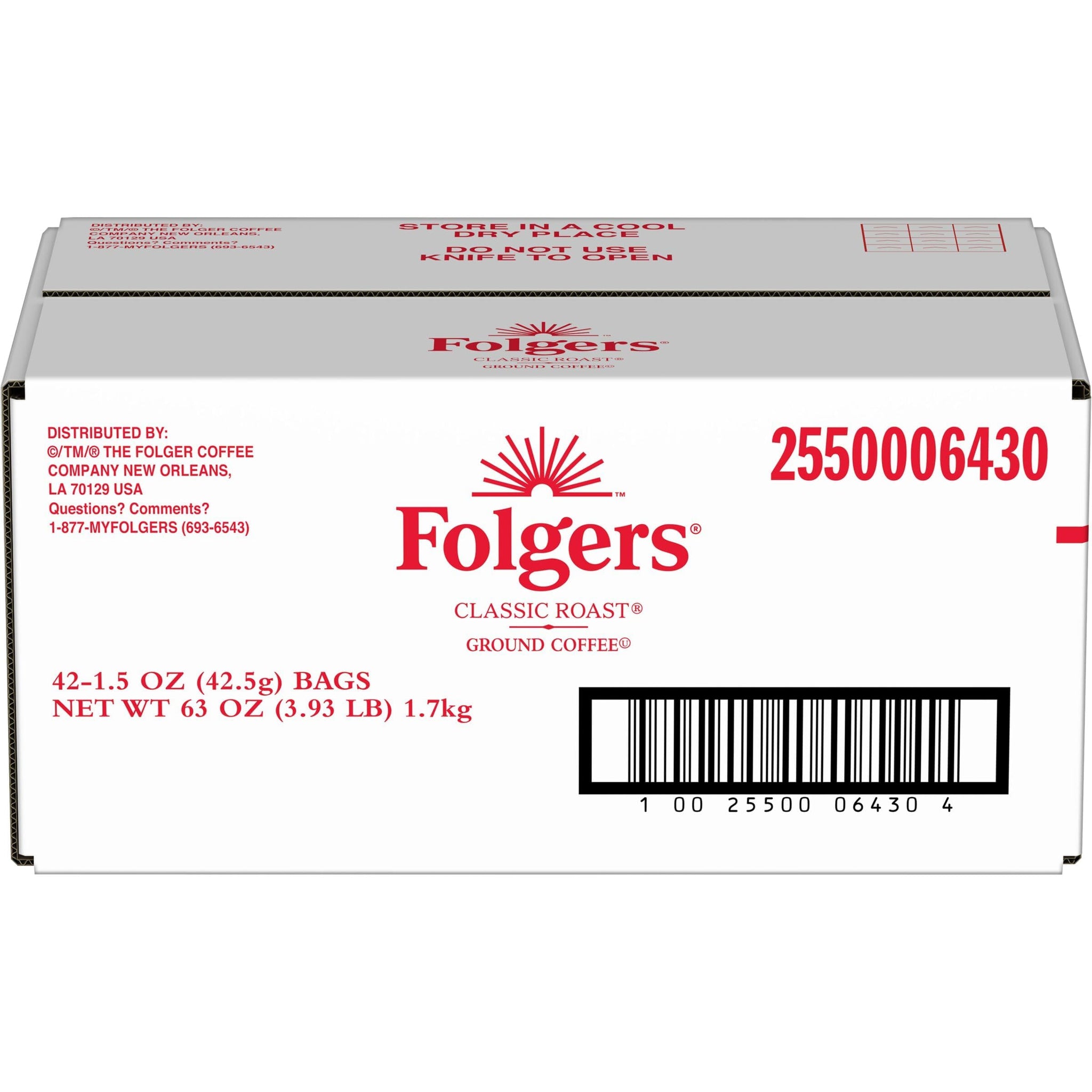 Folgers Classic Roast Medium Roast Ground Coffee, 42-1.5 Ounce Fraction Packets, frac Packs