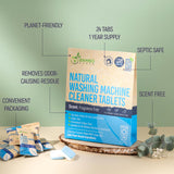Natural Heavy Duty Washing Machine Cleaner Tablets - Plant Based & Eco Friendly Alternative Refill Laundry Tub Cleaning Tabs For Top Load or Front