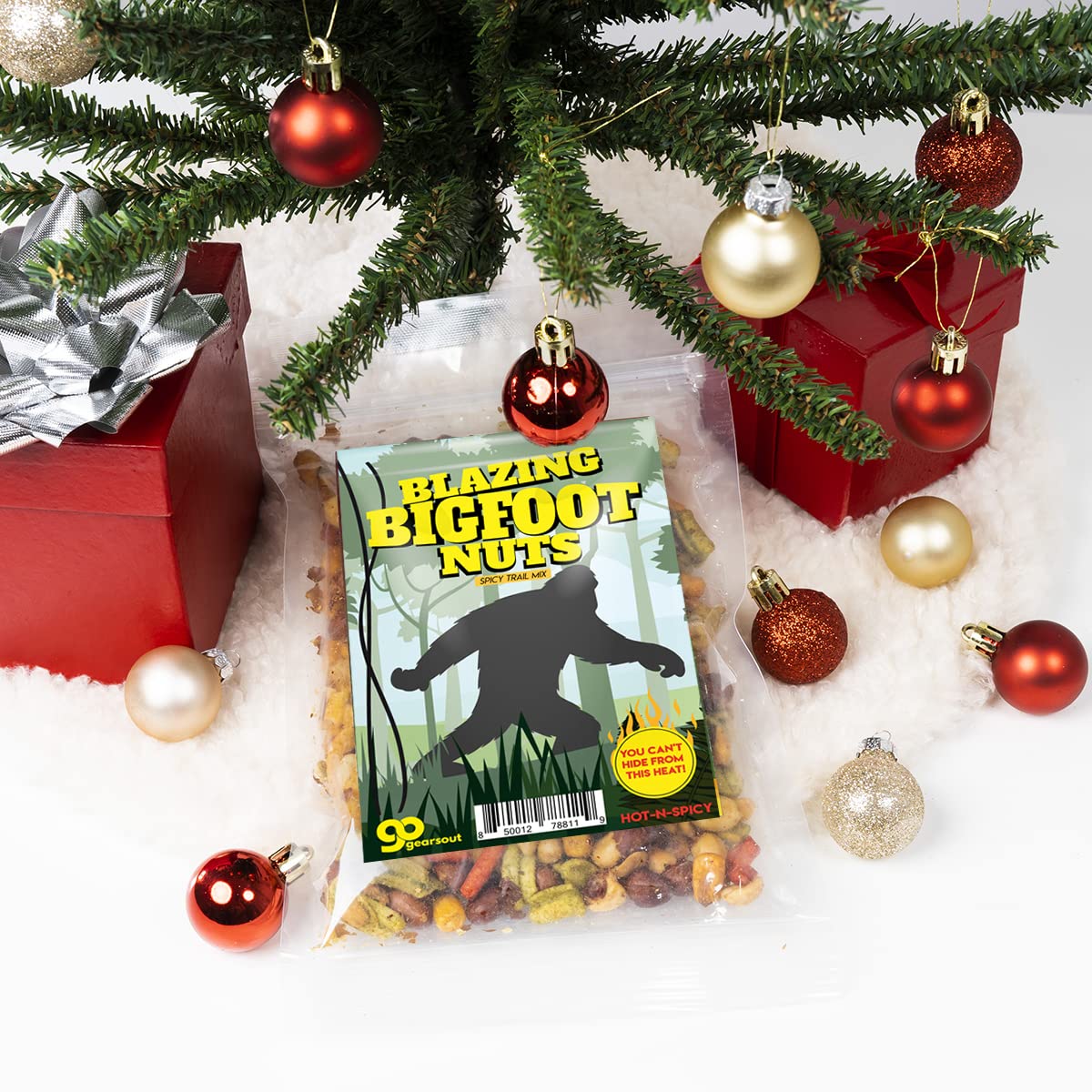 Blazing Bigfoot Nuts Spicy Trail Mix - Funny Sasquatch Design - Spicy Snacks for Men and Women - Premium Blend, Made in the USA