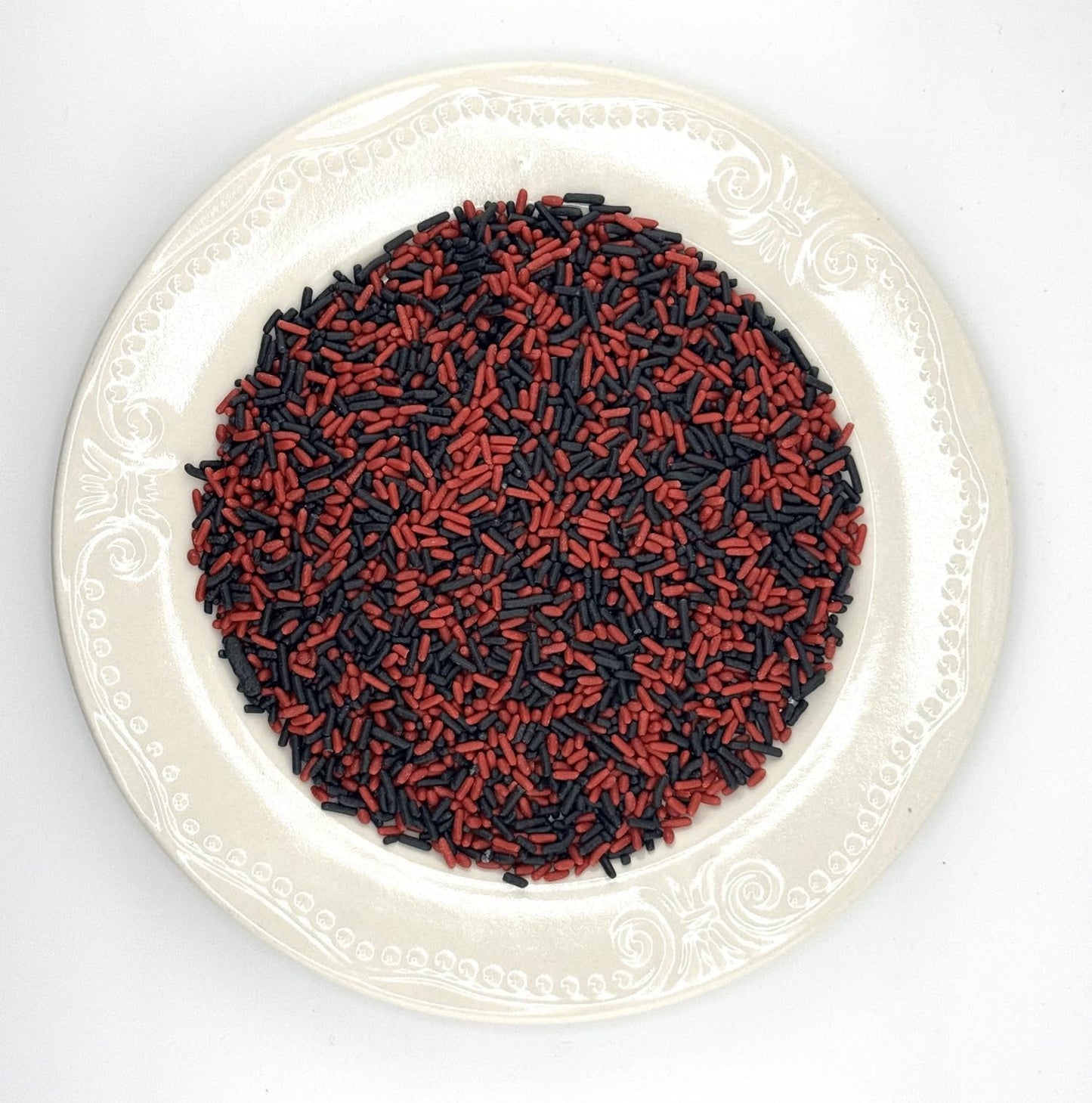 Red and Black Sprinkles for Cake, Cupcake, Cookie Decorations, Ice Cream and Donut Toppings Edible Decorating Baking Supplies - 4 oz package mix