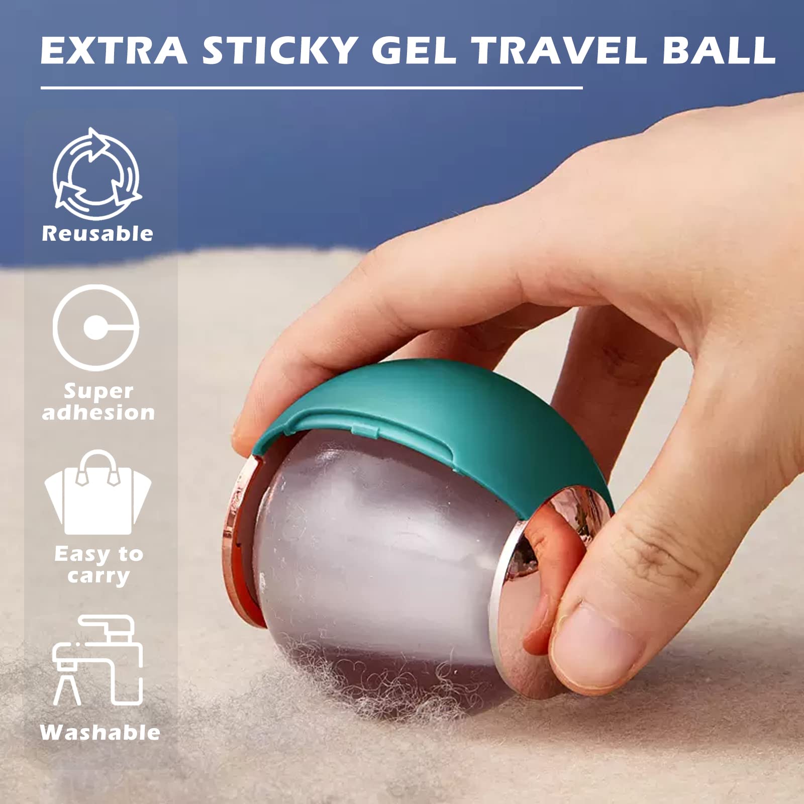 Washable Reusable Gel Lint Roller for Pet Hair, Extra Sticky Portable Dog Cat Pet Hair Remover Lint Ball Roller Mini Lint Removal Tool, Lint Roller