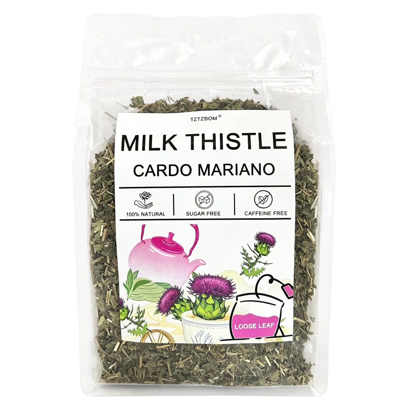 Cardo Mariano Milk Thistle Herbal Tea - 7oz (200g) - Organic Milk Thistle Loose Leaf Tea - 100% Natural, Non-GMO & Caffeine-Free, No Additives, No