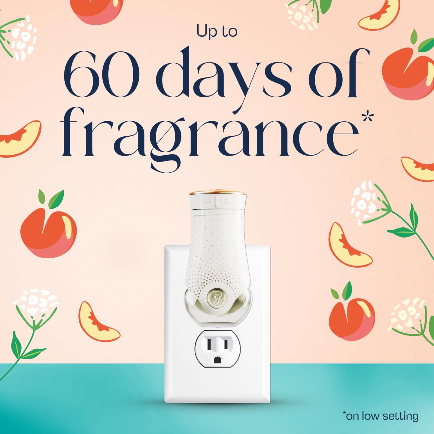 Glade PlugIns Refills Air Freshener, Juicy Peach & Elderflower, Scented and Essential Oils for Home and Bathroom, 1.34 Fl Oz, 2 Count
