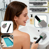 SAYUANVA Pumice Toilet Bowl Cleaning Stone with Handle, Replaceable Heads, Natural Pumice Scrubber for Hard Water Stains, Multi-Surface Safe, 9.5