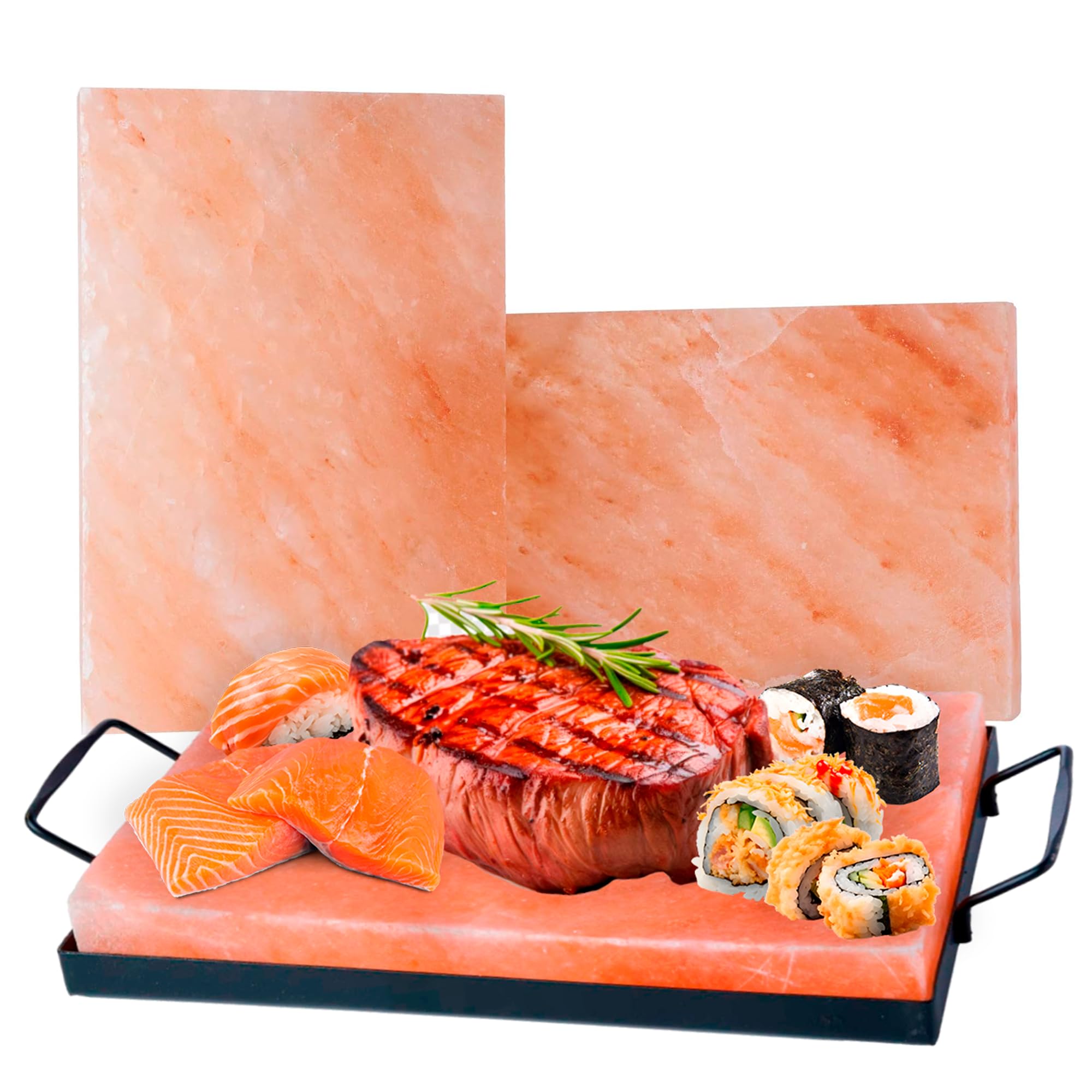 FOCUS NUTRITION Pink Himalayan Salt Block With Tray - Salt Stone For Grilling, Cooking, Serving | 100% Pure Salt Slab | Unique Gifts for Cooks | Food