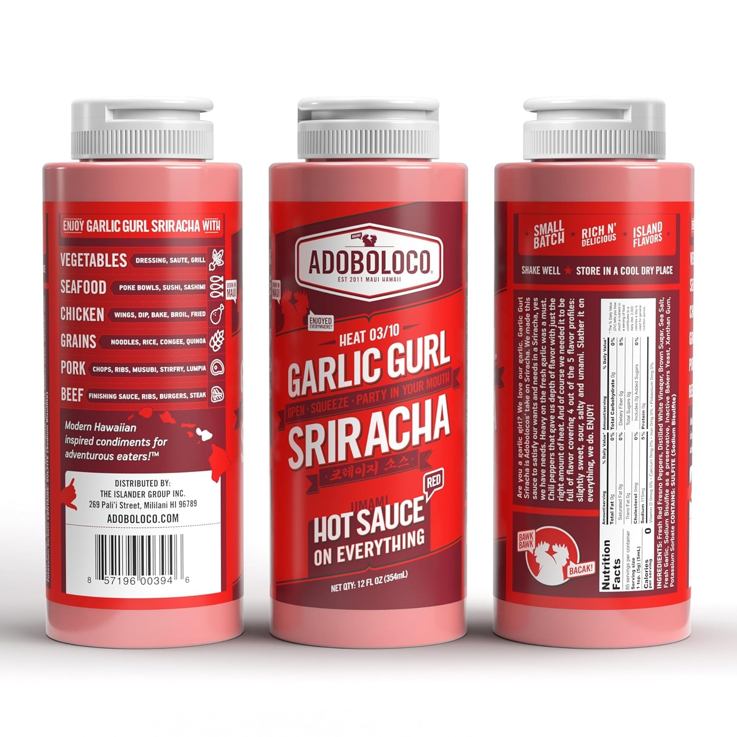 Adoboloco Garlic Gurl Sriracha Red Hot Sauce - 12oz, Red Fresno Chili Garlic Sauce