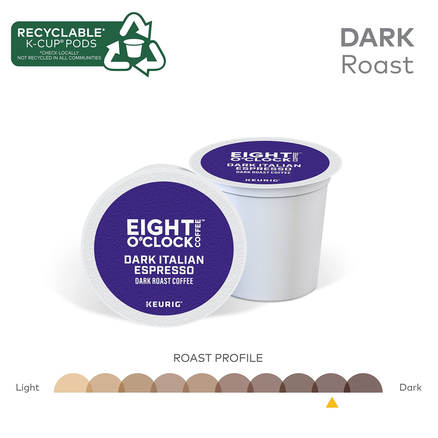 Eight O'Clock Coffee Dark Italian Espresso Roast Keurig Single-Serve K-Cup Pods, Dark Roast Coffee, 24 Count (Pack of 1)