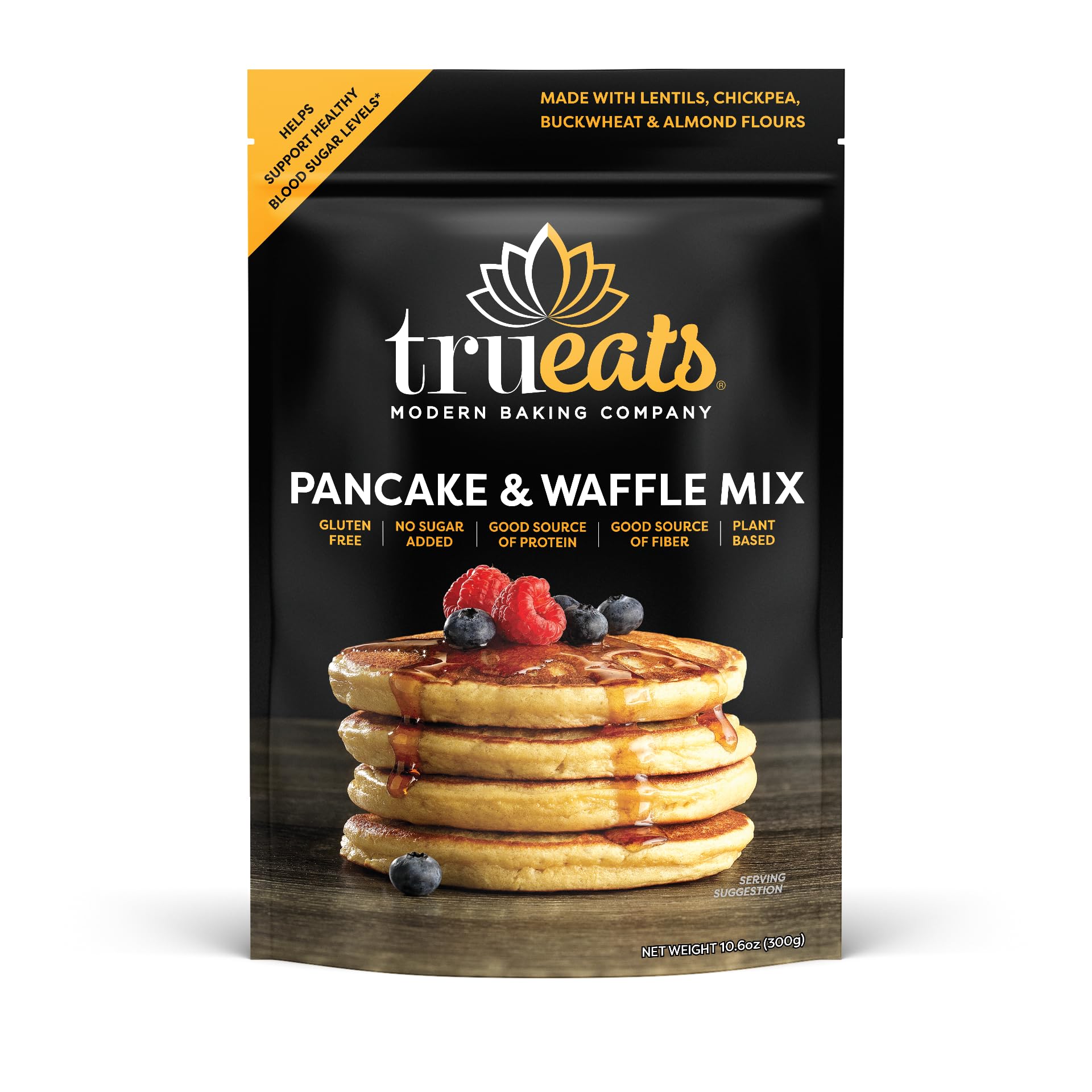 TruEats Pancake & Waffle Mix: Low Glycemic, Protein & Fiber Rich, Gluten & Grain Free, Diabetic Friendly, Vegan Friendly, Dairy Free, Plant Based, No Sugar Added