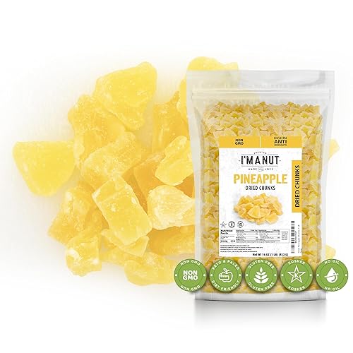 Premium Dried Pineapple Chunks 16oz | Non-GMO, Batch Tested Gluten & Peanut Free | Ethically Sourced for Guilt-Free Snacking | Fresh, Crispy