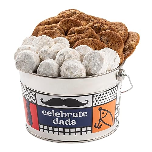 David’s Cookies Father's Day Assorted Cookies Bucket with Thin Crispy Cookies and Butter Pecan Meltaways Gourmet Treats - Delicious Traditional