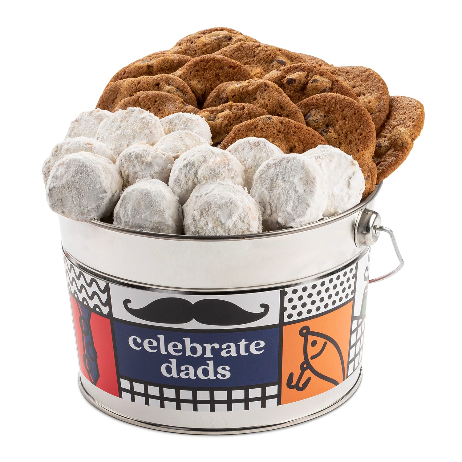 David’s Cookies Father's Day Assorted Cookies Bucket with Thin Crispy Cookies and Butter Pecan Meltaways Gourmet Treats - Delicious Traditional