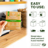 Happy Elephant Laundry Detergent Sheets, Fragrance Free, Natural Biodegradable Laundry Sheets, Plant Based, Tough on Stains, Gentle on Skin