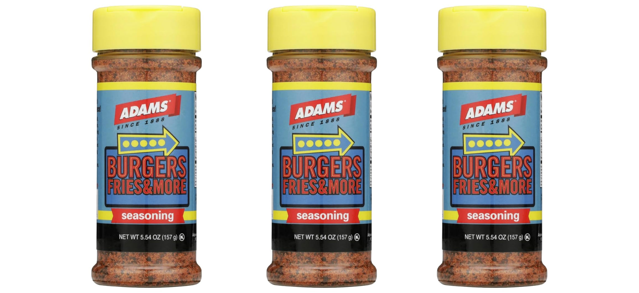 Adam's Seasonings 3.5-6oz Container (Pack of 3) Choose Flavor Below (Burgers Fries & More 5.54oz)