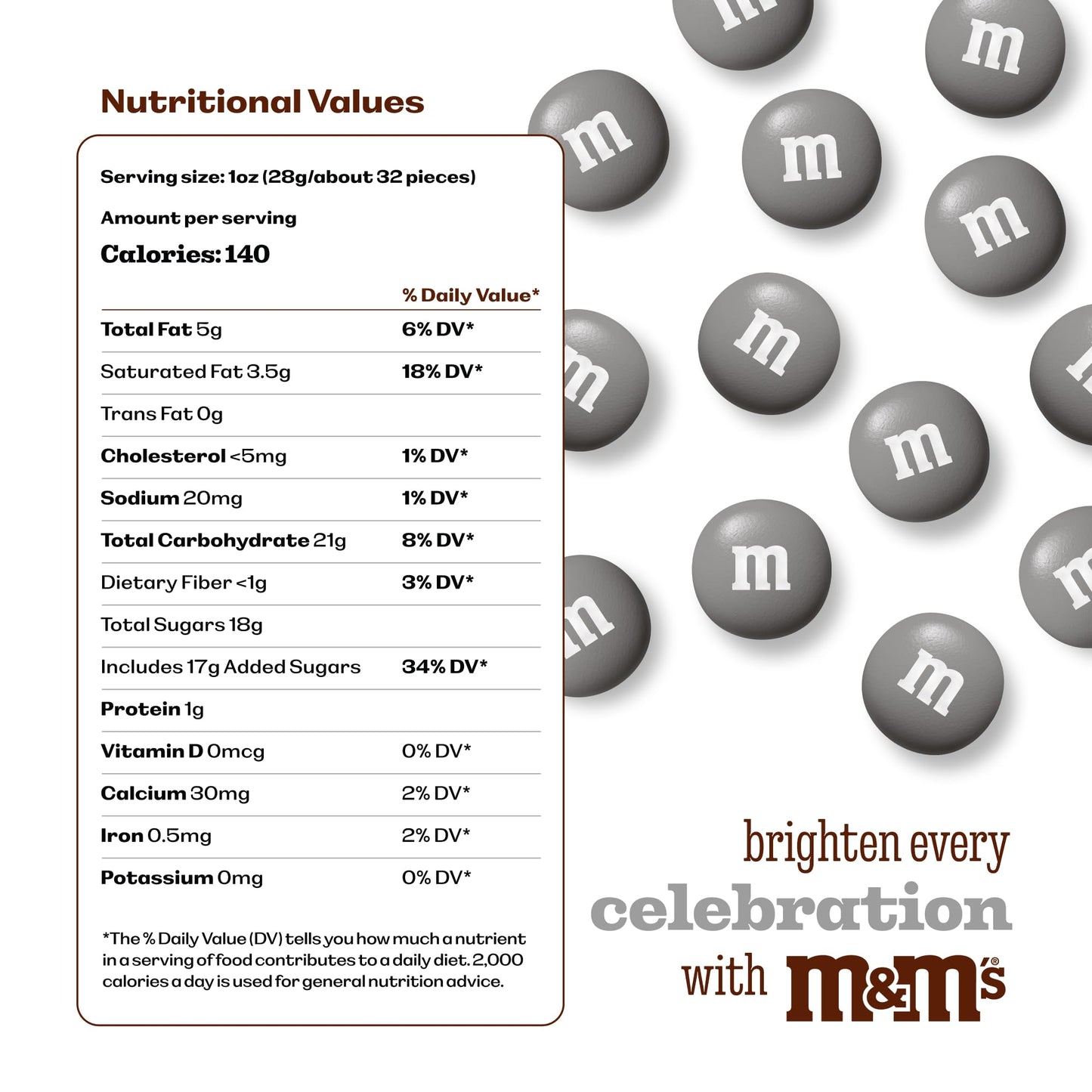 M&M’S WORLD Silver Milk Chocolate Candy Bulk - 2lbs Resealable Pack for Party Favors, Candy Bars, Weddings, Graduations, Birthday Parties, Party