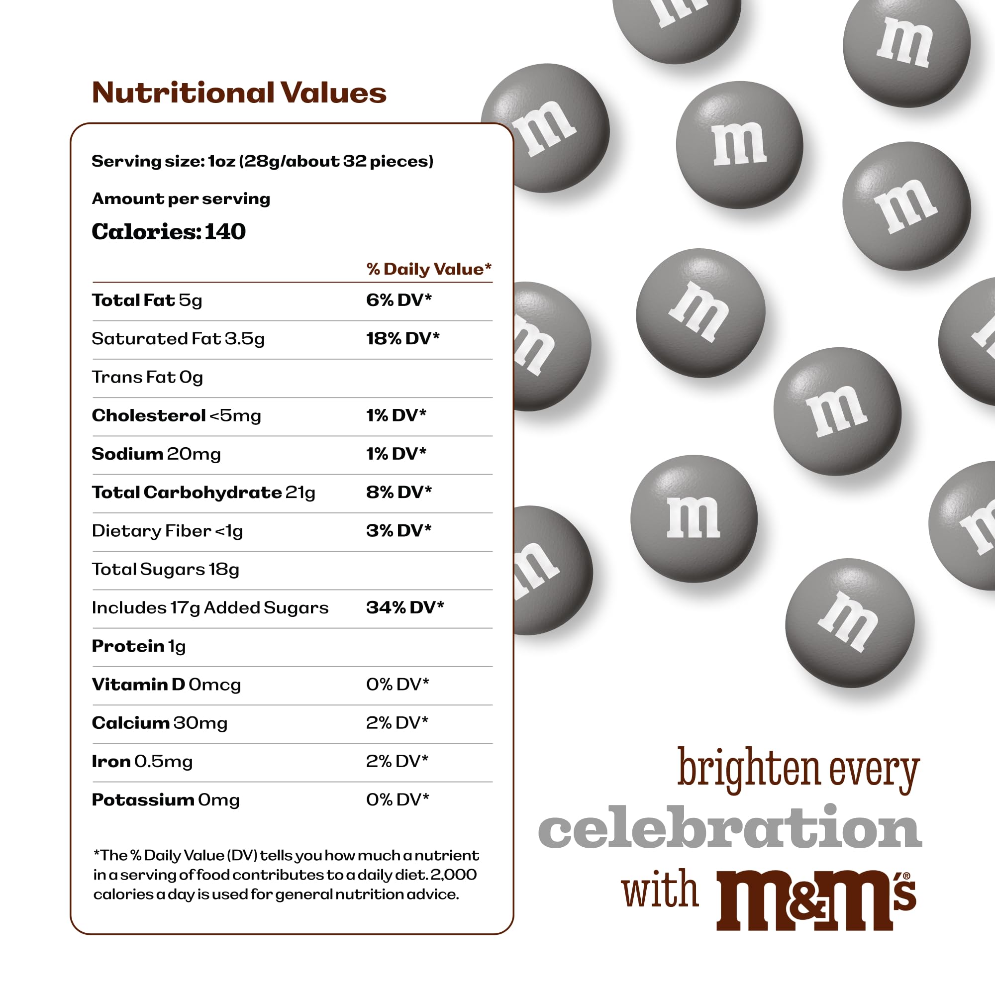 M&M’S WORLD Silver Milk Chocolate Candy Bulk - 2lbs Resealable Pack for Party Favors, Candy Bars, Weddings, Graduations, Birthday Parties, Party