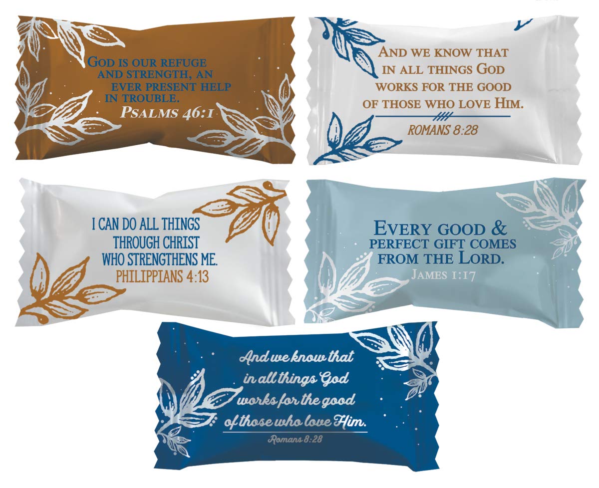 The Dreidel Company 55 Pieces Bible Verses Buttermints, Mint Candies, After Dinner Mints, Butter Mint Candy, Fat-Free, Individually Wrapped