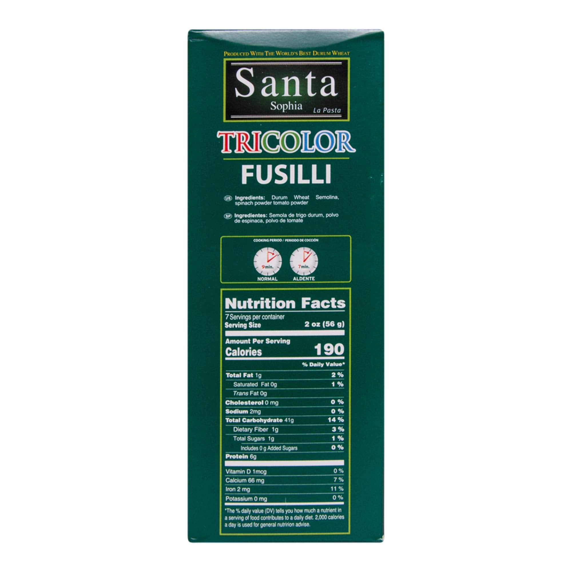 Santa Sophia Pasta - Tricolor Fusilli, 14 Ounce (Pack of 2)