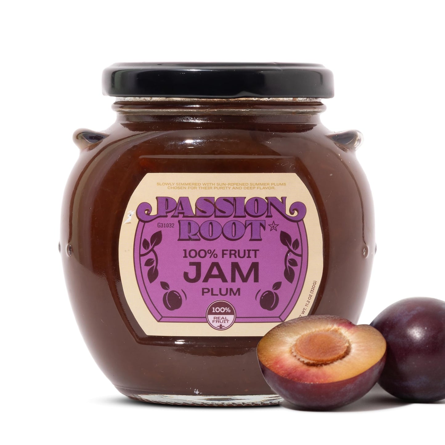 Passion Root Plum Jam | All Natural Plum Preserves with Real Fruit | No Added Sugar, No Preservatives, Non GMO, Gluten Free, Kosher Certified | Fruit