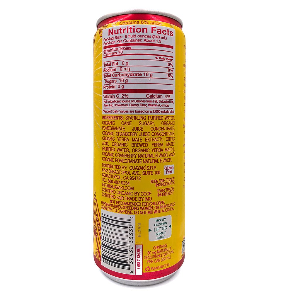 Organic Yerba Mate, Sparkling Cranberry Pomegranate, 12 Ounce (pack Of 12)