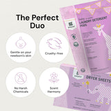 Grab Green Baby Laundry Detergent Pods and Dryer Sheets Bundle, 50 Count Pods and 80 Dryer Sheets, Dreamy Rosewood Scent, Plant and Mineral Based