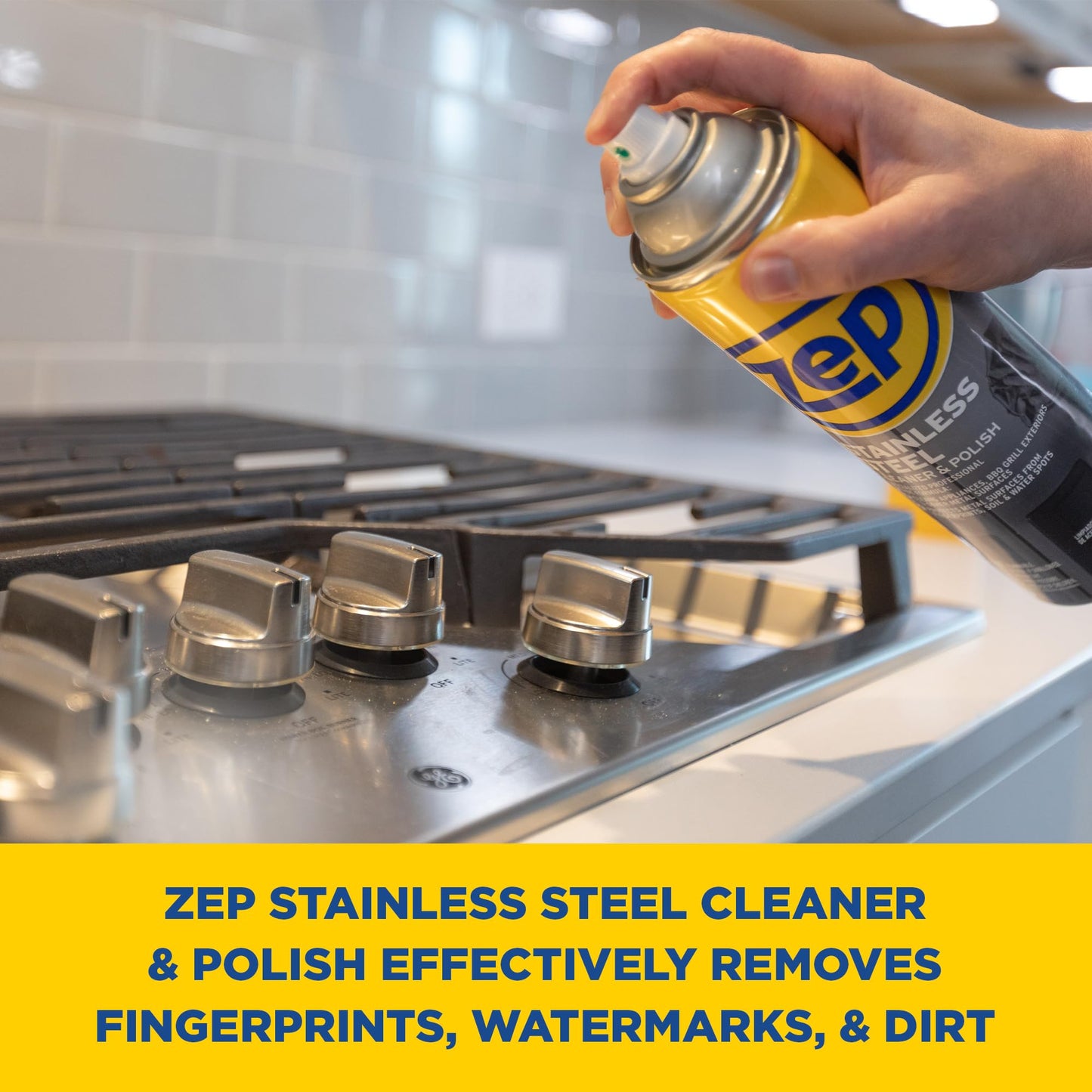 Zep Stainless Steel Cleaner Polish 14 oz (1 unit) & Oven Grill Cleaner 19 oz (1 unit) ECBD004 - Kitchen Cleaning Made Easy for Appliances, Grills