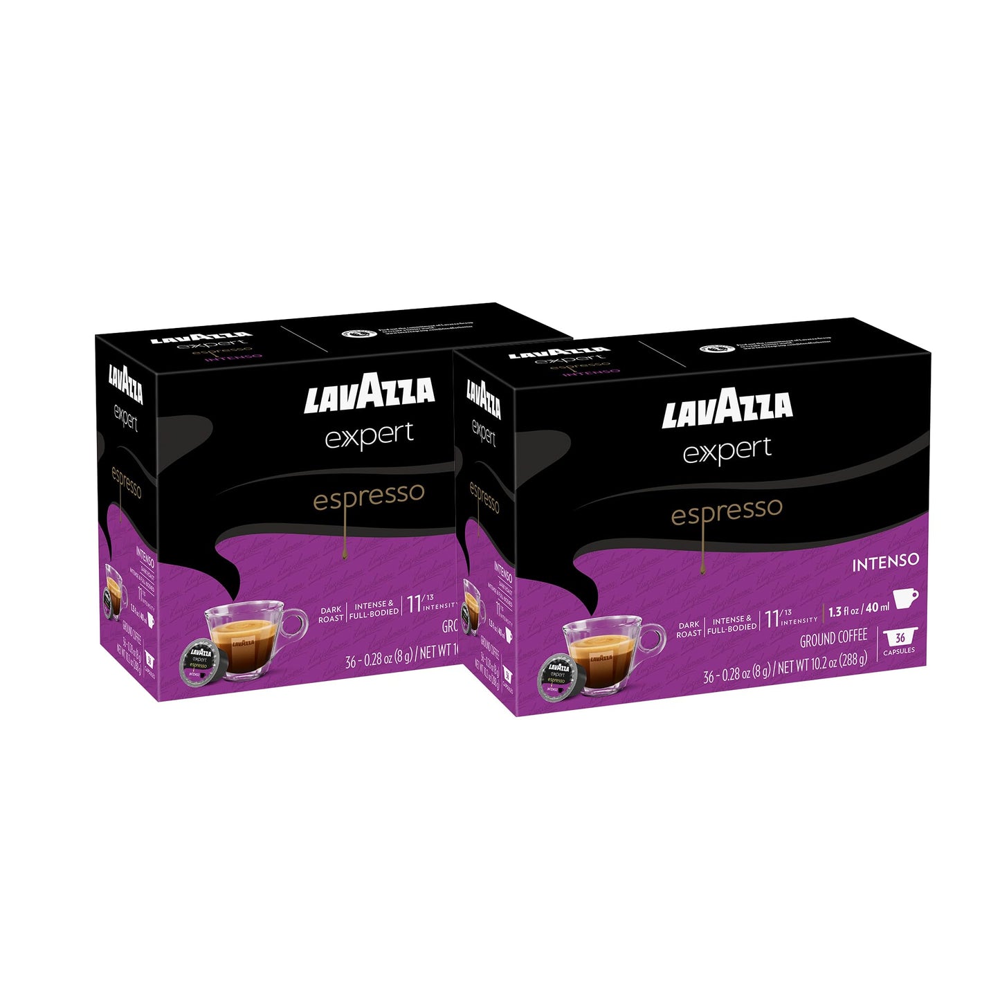 Lavazza Expert Espresso Intenso Capsules, Dark Roast, Arabica and Robusta Blend, Compatible with Lavazza Classy Machines (72 Capsules)